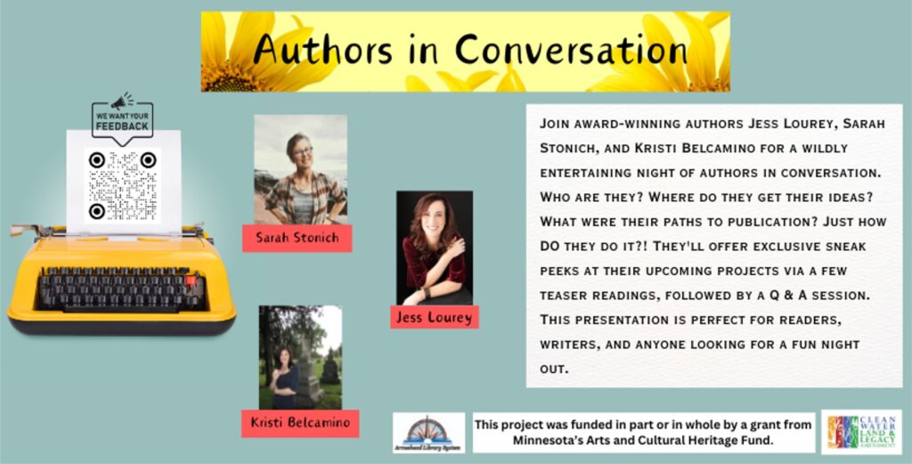Authors In Conversation - three authors presenting at libraries