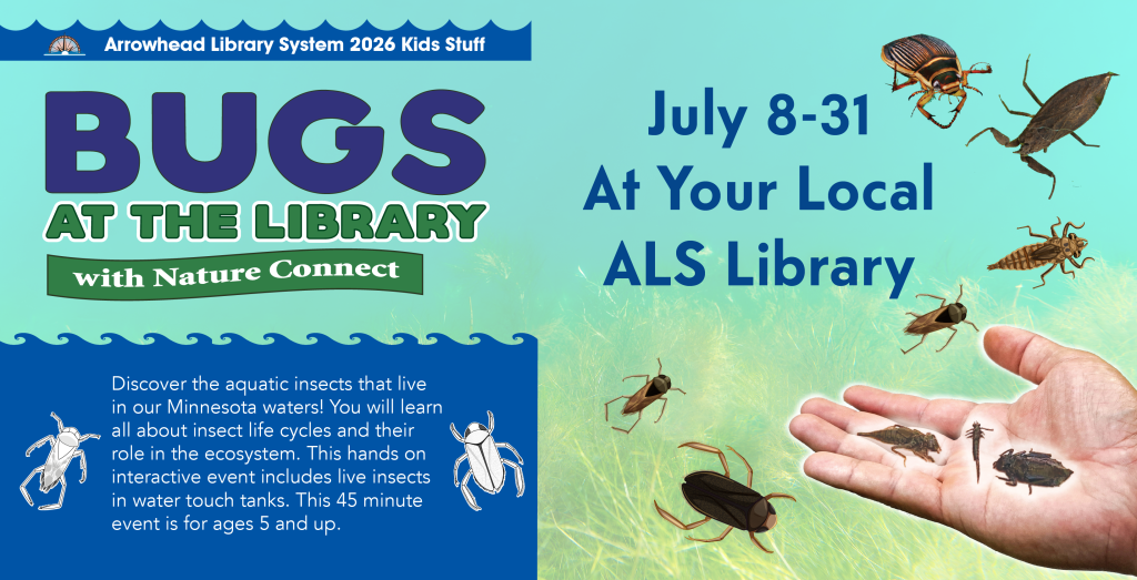 Kids Stuff Bugs at the Library July 8-31, 2026 promotional images